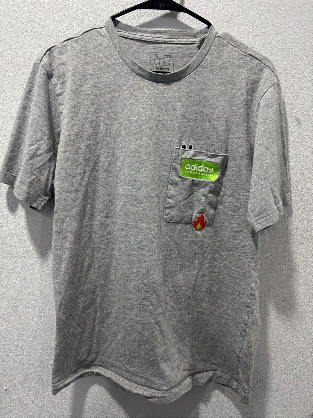 adidas Gray Short Sleeve Pocket Tee with Green Patch